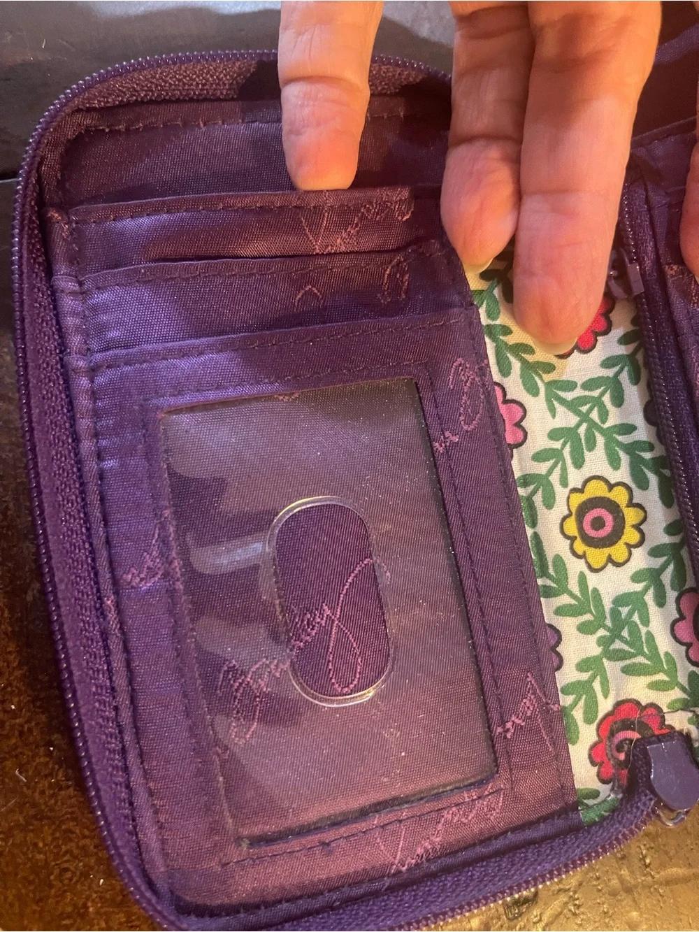Vera Bradley Purple Floral Wristlet Wallet - Picture 7 of 9
